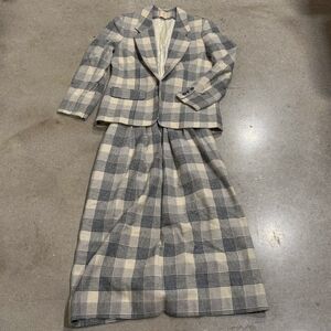 Pendleton Vintage Tartan Plaid Two Piece Blazer Skirt Suit Set Women's Size 8